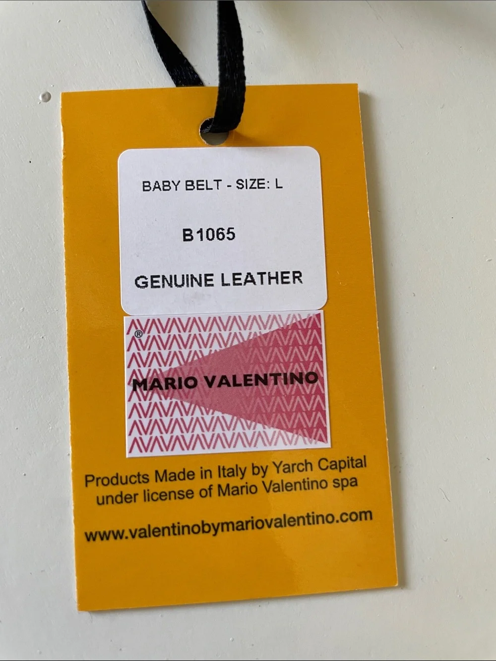 Valentino By Mario Black Leather Belt with Gold V Buckle